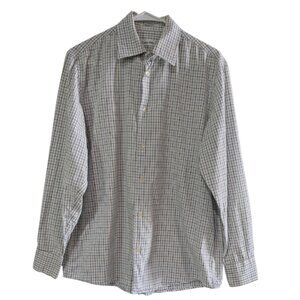 Calvin Klein Men's Button Down Shirt, Size M, 100% Cotton, Blue Gray Check